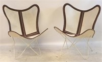 Pair leather & cow hide butterfly chairs