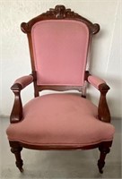 Victorian Upholstered Arm Chair on Castors
