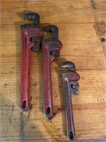 Two rigid pipe wrenches and a Ratko pipe wrench