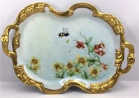 Antique Handpainted Signed Double Handled Tray