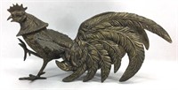 Brass Fighting Rooster Sculpture