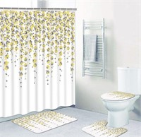 TAMOC 4 Pcs Weeping Flower Shower Curtain Set