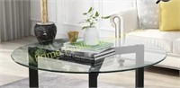 FurnitureR $298 Retail Round Glass Coffee Table