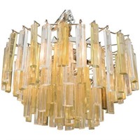 Venini Italian 3-Tier Glass Prism Chandelier