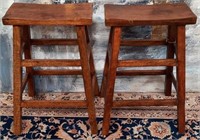 11 - PAIR OF NICE WOOD COUNTER STOOLS 30"H