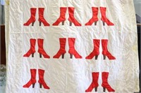 Antique quilt red boot 74w x 84 L