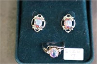 Austrian Crystal Earrings & Sterling Ring Size 7