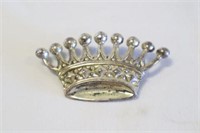 Sterling crown brooch 2"wx1 1/8" h