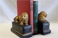 Heavy painted Lion bookends "made in Canada"