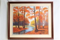 Oil on Canvas Autumn Leaves by M. Landry 1986