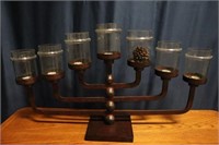 Large heavy cast modern 7 candle holder 36Wx21"H