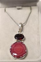 Natural Ruby Pendant & Chain 2"