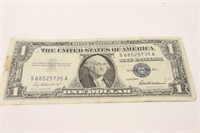 American $1.00 bill blue seal with serial number