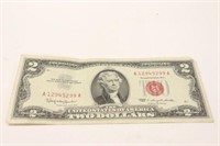 American $1.00 bill red seal with serial number