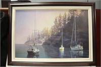 Large Print  lake scene with boats