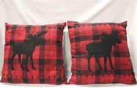 2 Plaid Moose Wild North pillows 16 x 15