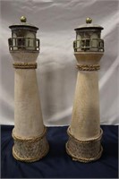 Pair of light house Candle holder decor 18.5" h