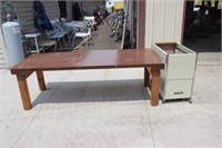 Wood Table & File Cabinet
