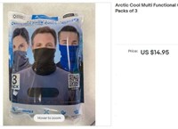 1 Box W/ 45 packs of 3 Arctic Cool Face Covers