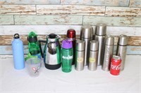 Large Lot of Water Bottles, Thermoses, etc