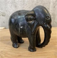 4" African Carved Soapstone Elephant