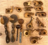 Hand-Carved African Napkin Rings & Utensils