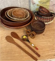 Wooden Bowls, Baskets, & Utensils Bundle