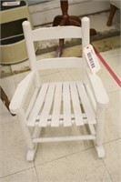 Vintage White Painted Wooden Child's Rocker