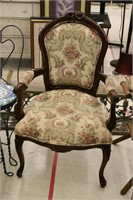 Antique Flower Back Crest Upholstered Chair