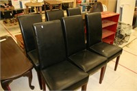 Set of 6 Black Vinyl Upholstered Parson's Chairs