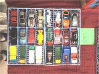 27 hotwheels + matchbox cars w/tray "old"