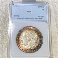 1887-S Morgan Silver Dollar NNC - MS63