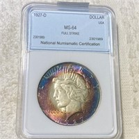 1927-D Silver Peace Dollar NNC - MS64
