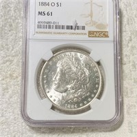 1884-O Morgan Silver Dollar NGC - MS61