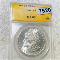 1881-S Morgan Silver Dollar ANACS - MS63