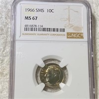 1966 SMS Roosevelt Dime NGC - MS67