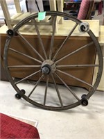 lg hanging Wagon Wheel Chandelier with globes