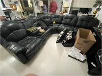 Black Leather Sectional Seating w/1 Reclining Seat