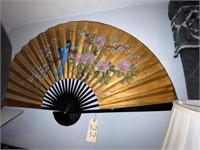 Decorative Painted Oriental Fan 5ft Wide Open 3ft