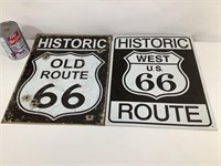 2 panneaux métalliques Old Route 66 & West 66