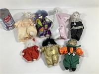 7 petits clowns en porcelaine, vintage