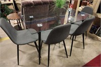 Modern Glass table with 4 fabric chairs