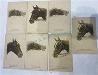Group of seven famous race horse postcards