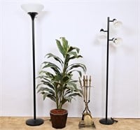 Floor Lamps, Fire Place Tools, Faux Plant