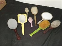Antique brushes and mirrors