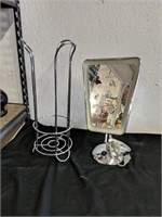 Vintage light up mirror and toilet paper holder