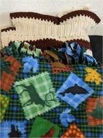 (2) blankets fish and elk with brown and tan
