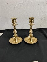Pair of heavy brass candlesticks