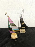 Brass and stone sail ship decor