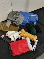 Traveling items such as a blanket, a hat, a